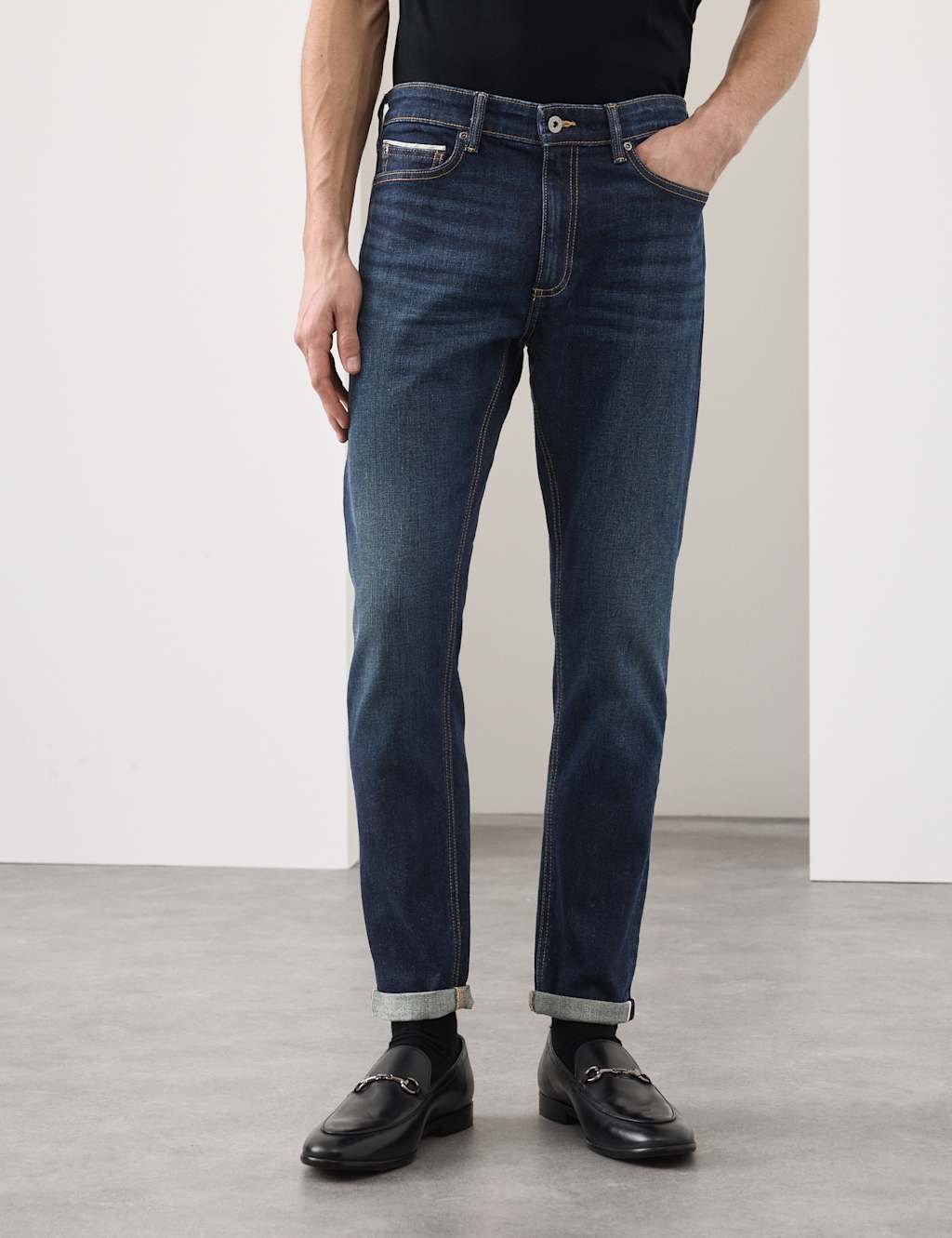 Autograph Slim Fit Japanese Selvedge Stretch Jeans Indigo