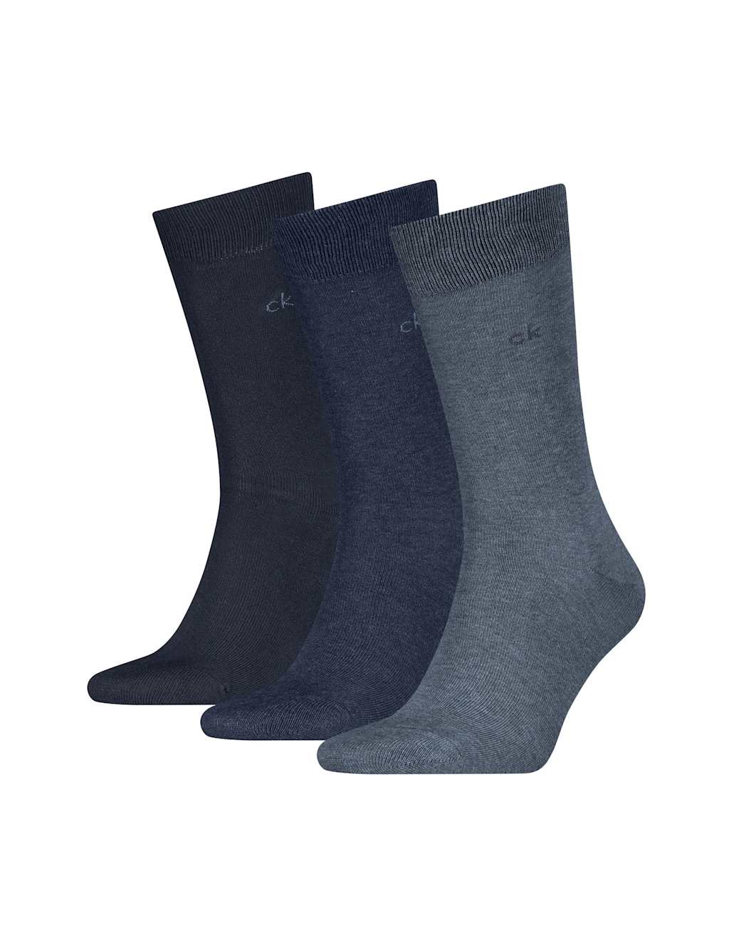 Calvin Klein 3 Pack Cotton Rich Smart Socks Denim