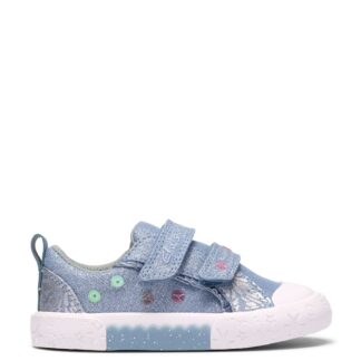 Clarks Kids' Denim Canvas Riptape Trainers (4 Small-6 ½ Small) Blue