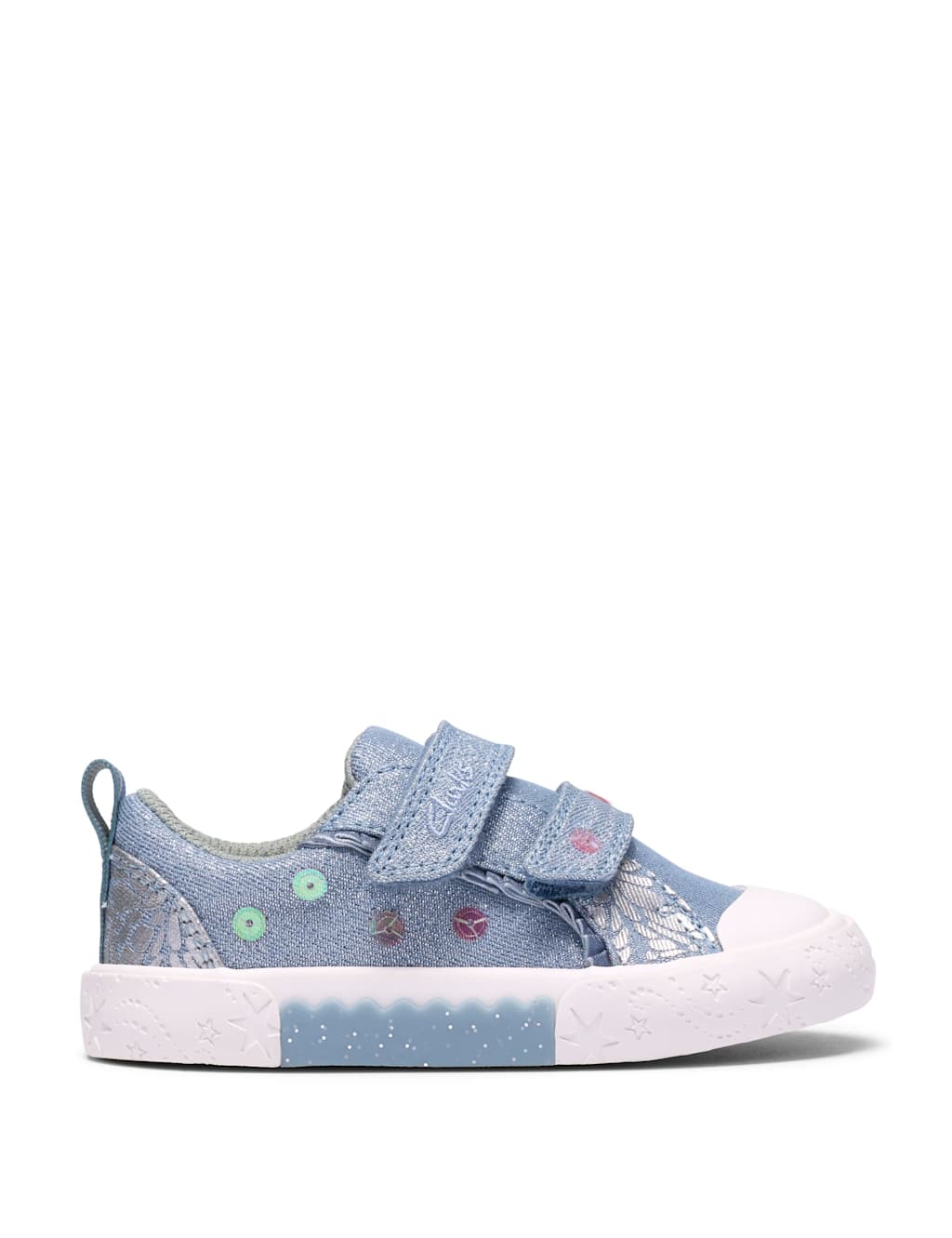 Clarks Kids' Denim Canvas Riptape Trainers (4 Small-6 ½ Small) Blue