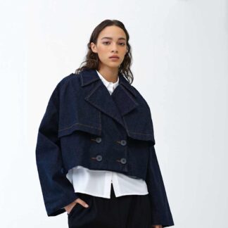 French Connection Denim Cropped Trench Coat Denim