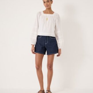HUSH Cotton Rich Denim Shorts Dark Indigo