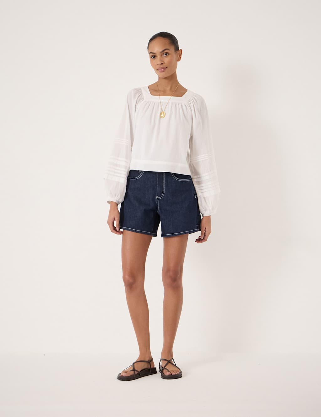 HUSH Cotton Rich Denim Shorts Dark Indigo