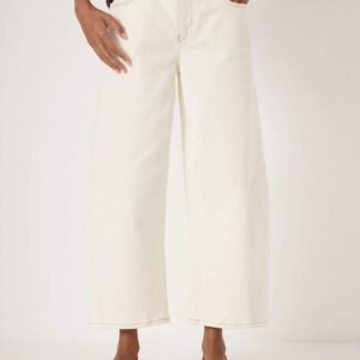 HUSH High Waisted Wide Leg Ankle Grazer Jeans Ecru