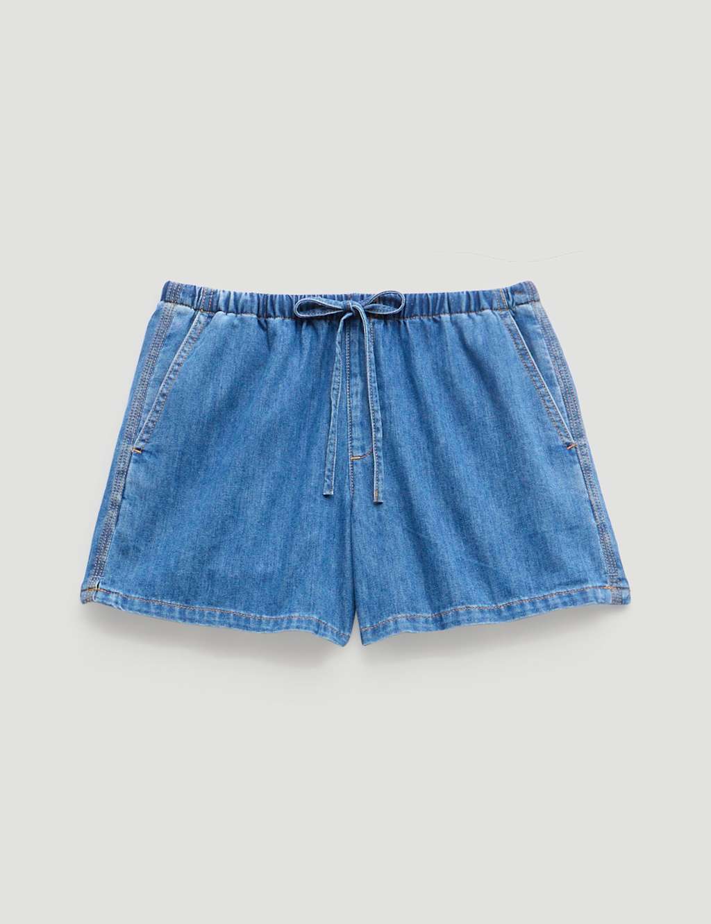 HUSH Pure Cotton Denim High Waisted Shorts Blue Denim