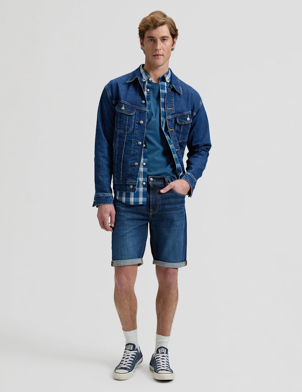Lee 5 Pocket Denim Shorts Blue Denim