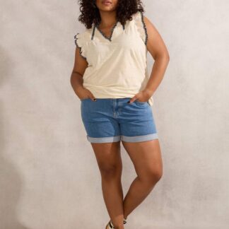 Live Unlimited London Cotton Rich Denim Shorts Blue Denim