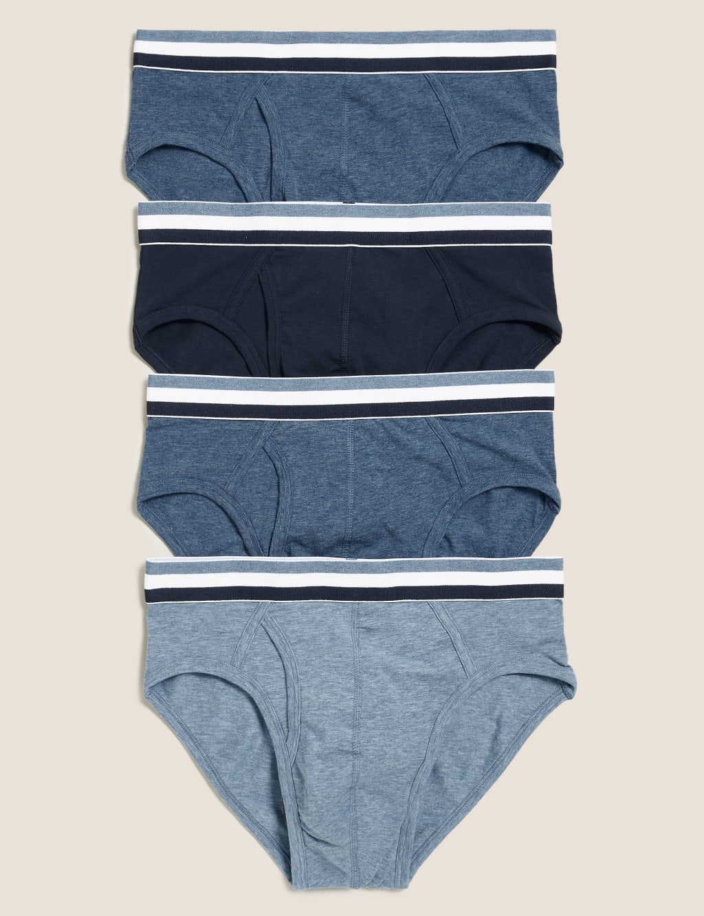M&S 4 Pack Cotton Cool & Fresh™ Briefs Denim Mix