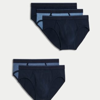 M&S 5 Pack Cotton Stretch Cool & Fresh™ Briefs Denim Mix