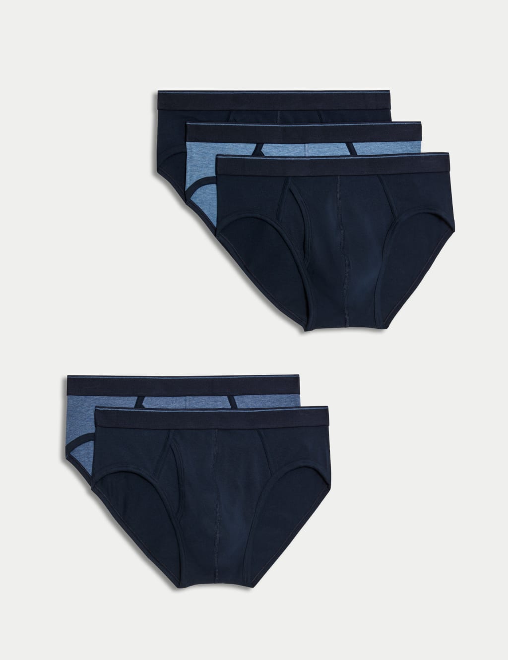 M&S 5 Pack Cotton Stretch Cool & Fresh™ Briefs Denim Mix