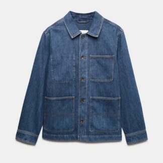 M&S Denim 3 Pocket Chore Jacket Mid Blue