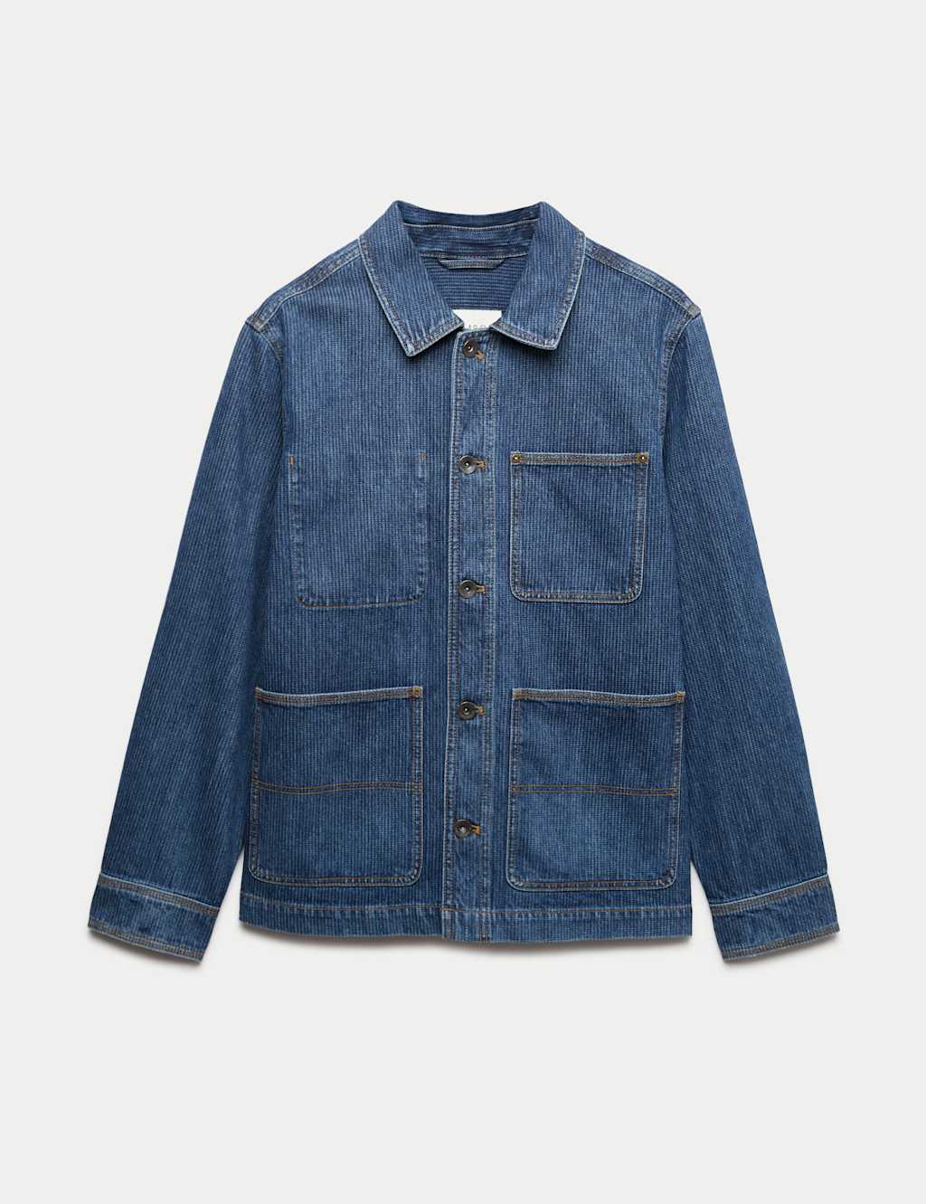 M&S Denim 3 Pocket Chore Jacket Mid Blue