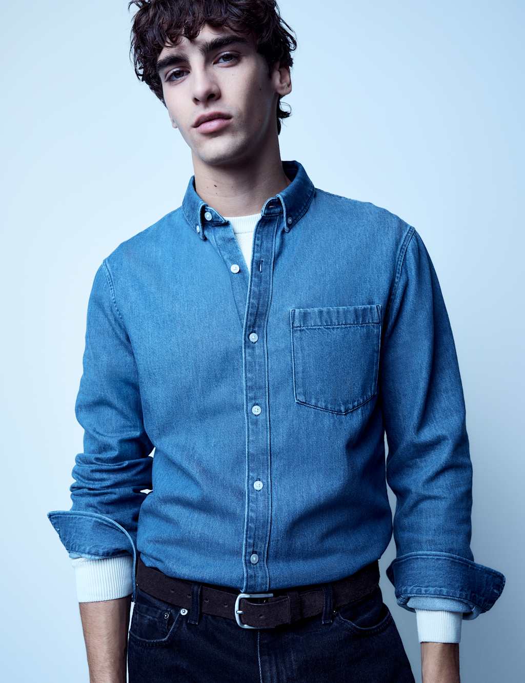 M&S Denim Shirt Mid Blue