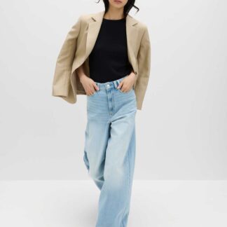 M&S High Waisted Wide Leg Jeans Light Indigo
