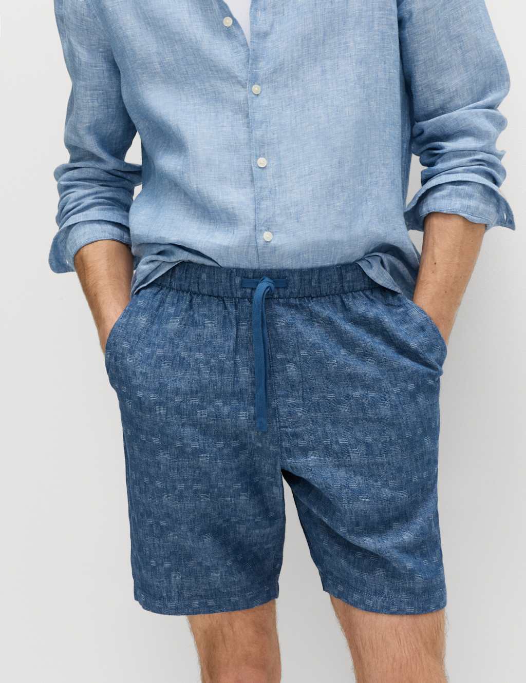 M&S Linen Rich Shorts Denim Mix