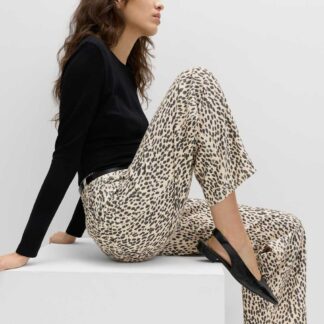 M&S Mid Rise Animal Barrel Jeans Neutral