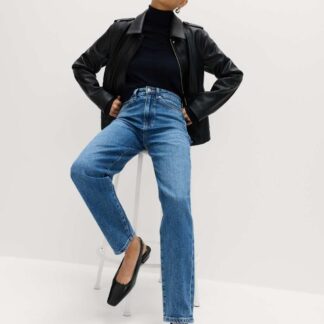 M&S Mom High Waisted Ankle Grazer Jeans Medium Indigo