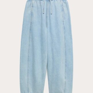 M&S Pull On High Waisted Barrel Leg Jeans Light Indigo