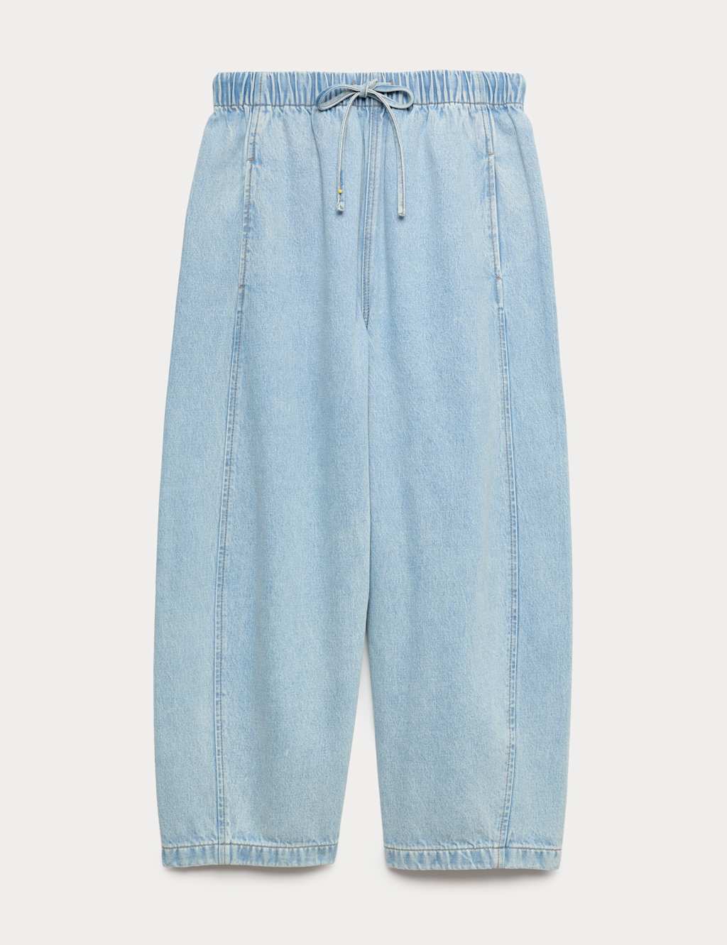 M&S Pull On High Waisted Barrel Leg Jeans Light Indigo