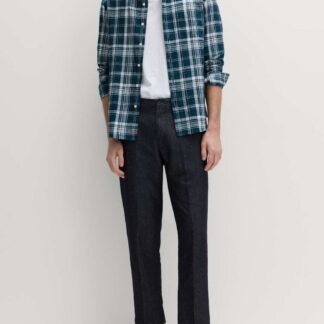 M&S Regular Fit Cotton Linen Blend Chinos Denim Mix