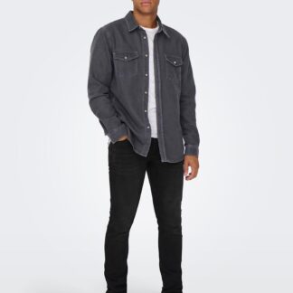 ONLY & SONS Denim Shirt Dark Grey