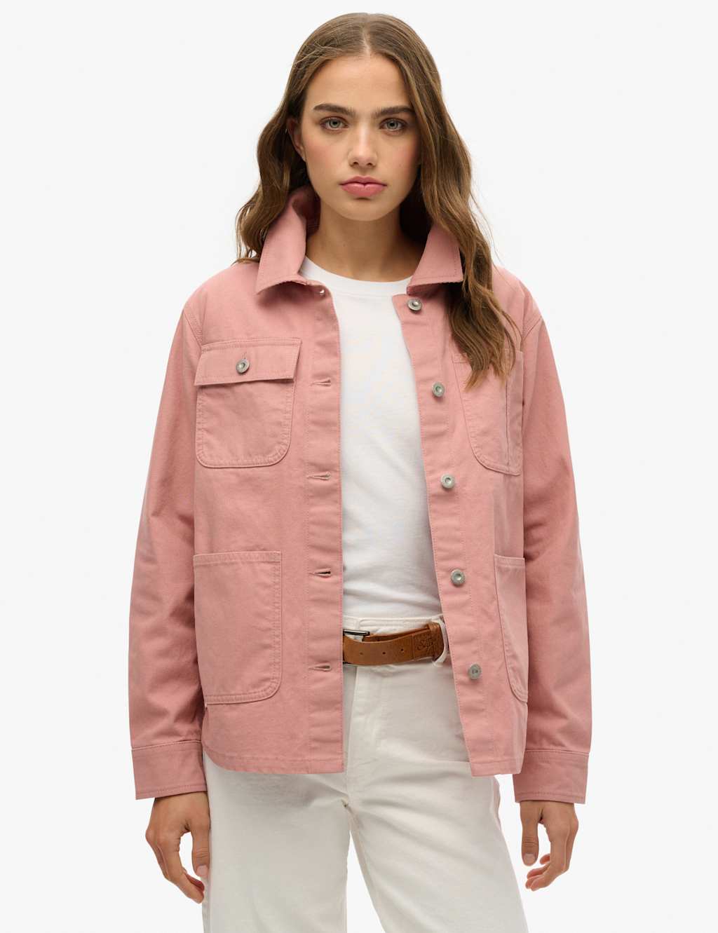 Superdry & Co Pure Cotton Denim Relaxed Utility Jacket Pink