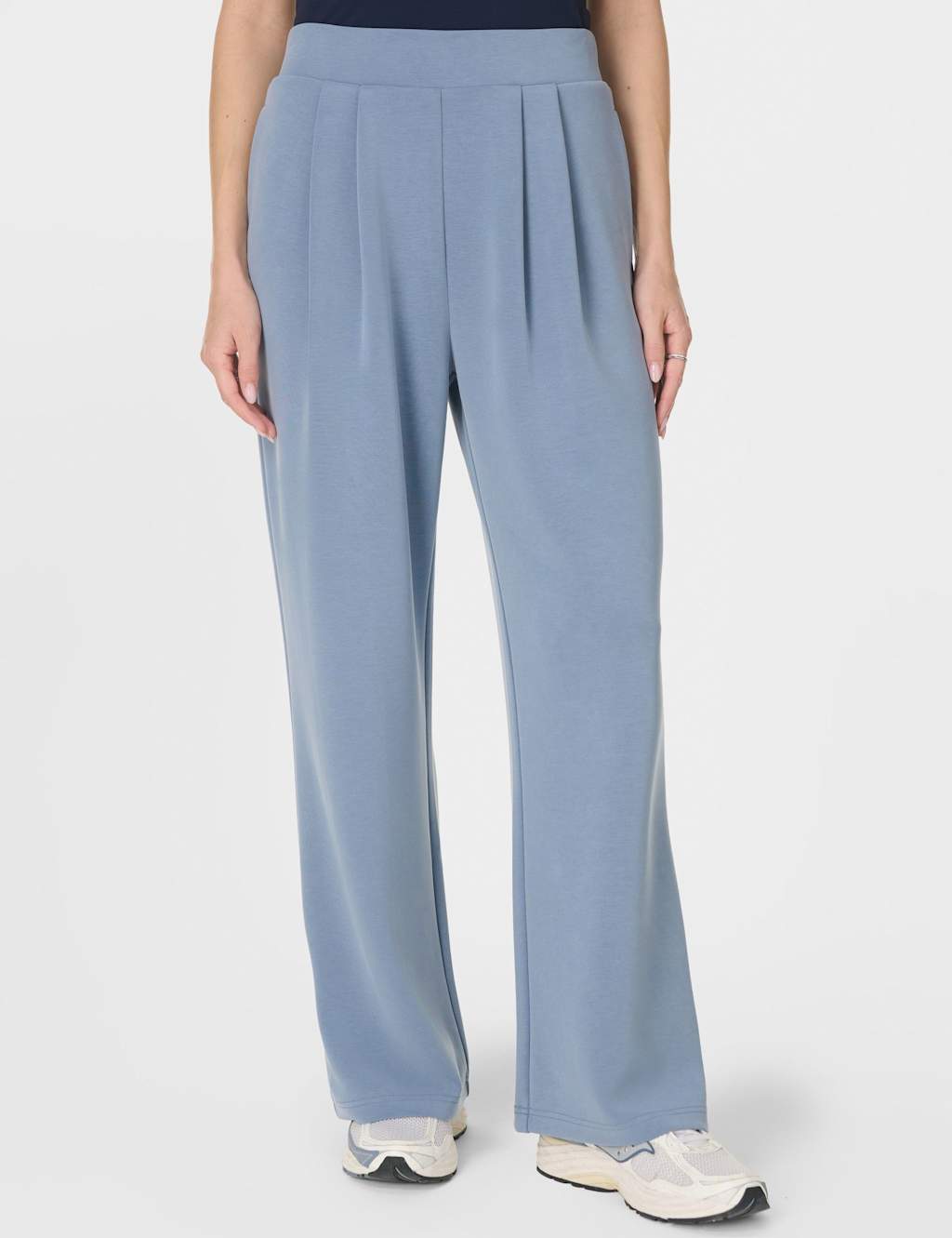 Sweaty Betty Sand Wash Modal Blend Wide Leg Trousers Blue Denim