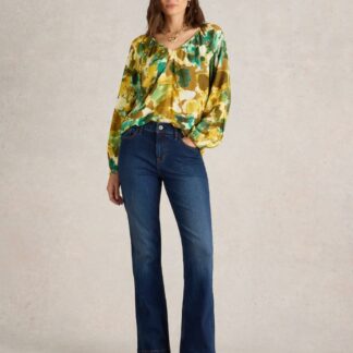 White Stuff Mid Rise Bootcut Jeans Med Blue Denim