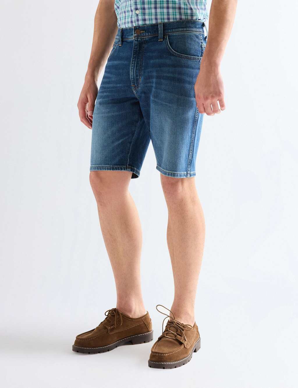 Wrangler 5 Pocket Stretch Denim Shorts Blue