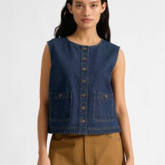 Albaray Denim Patch Pocket Waistcoat Indigo