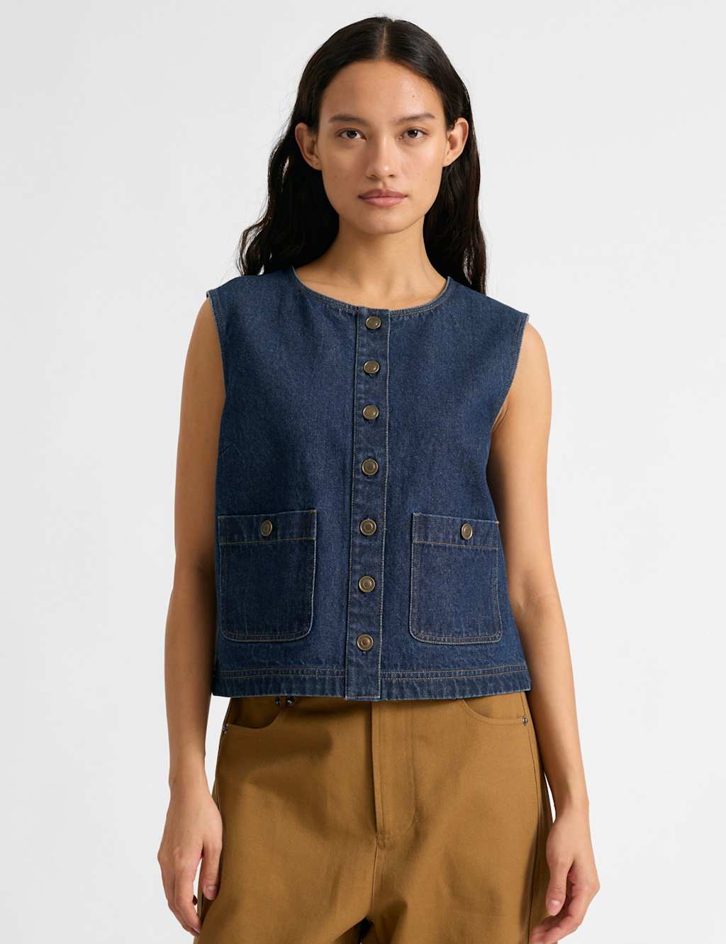 Albaray Denim Patch Pocket Waistcoat Indigo