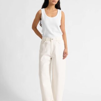Albaray Mid Rise Barrel jeans White