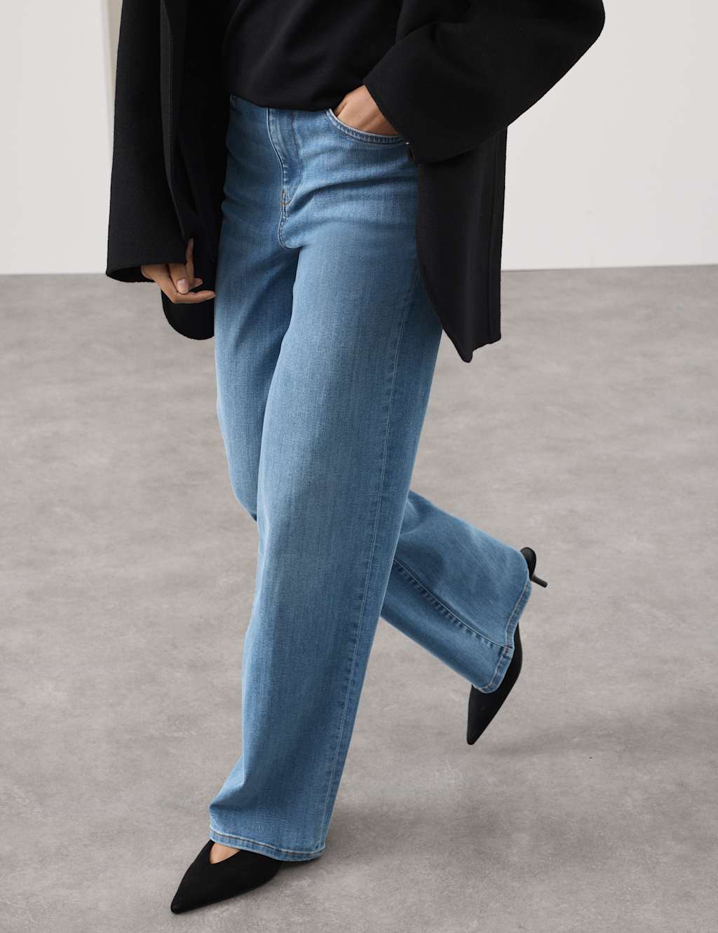 Autograph High Waisted Wide Leg Jeans Light Indigo