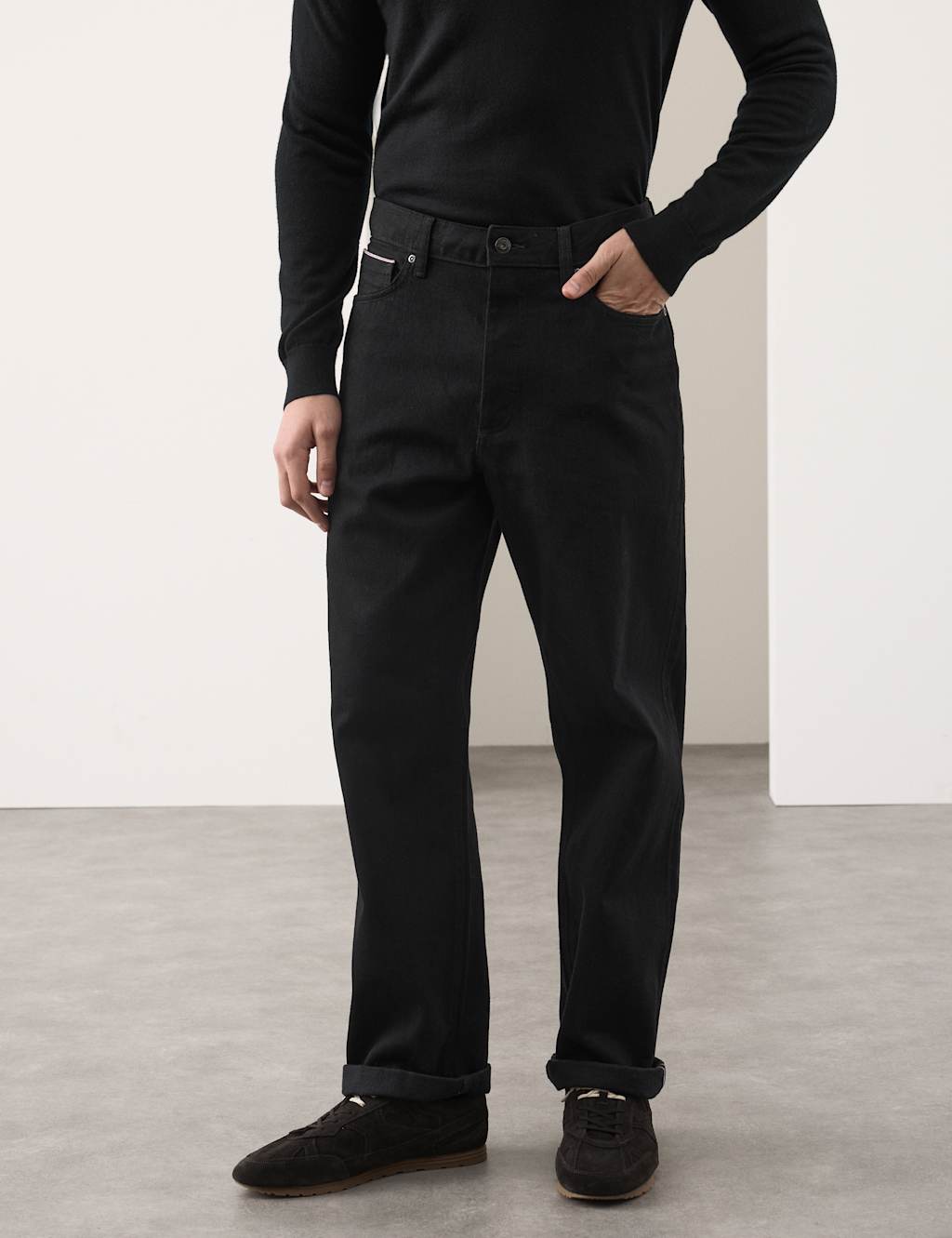 Autograph Loose Fit Pure Cotton Japanese Selvedge Jeans Black