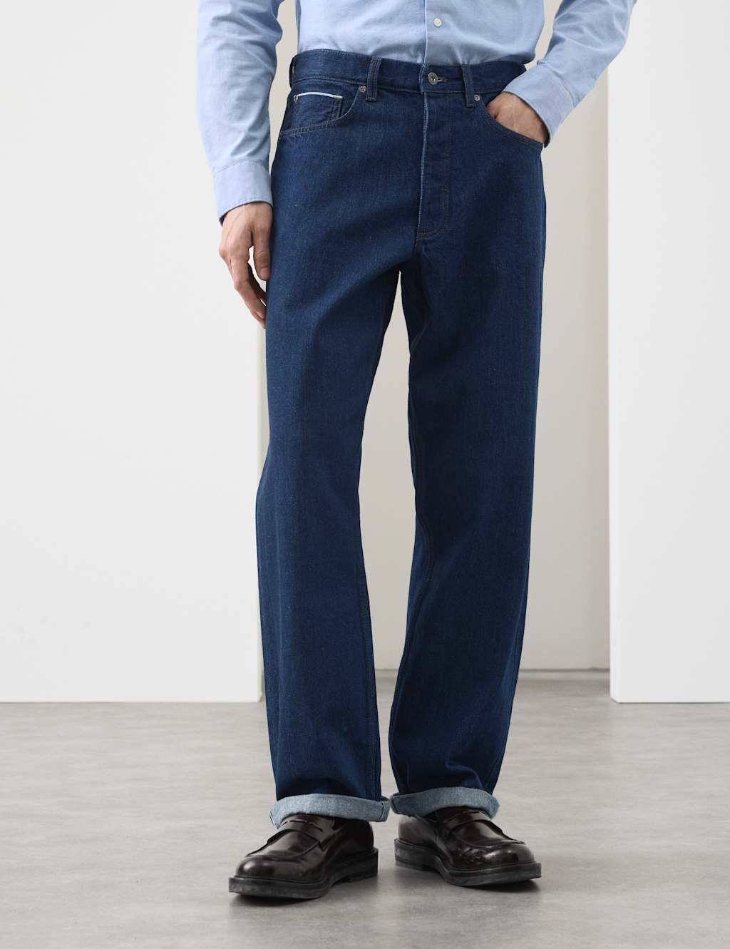 Autograph Loose Fit Rigid Pure Cotton Selvedge Jeans Indigo