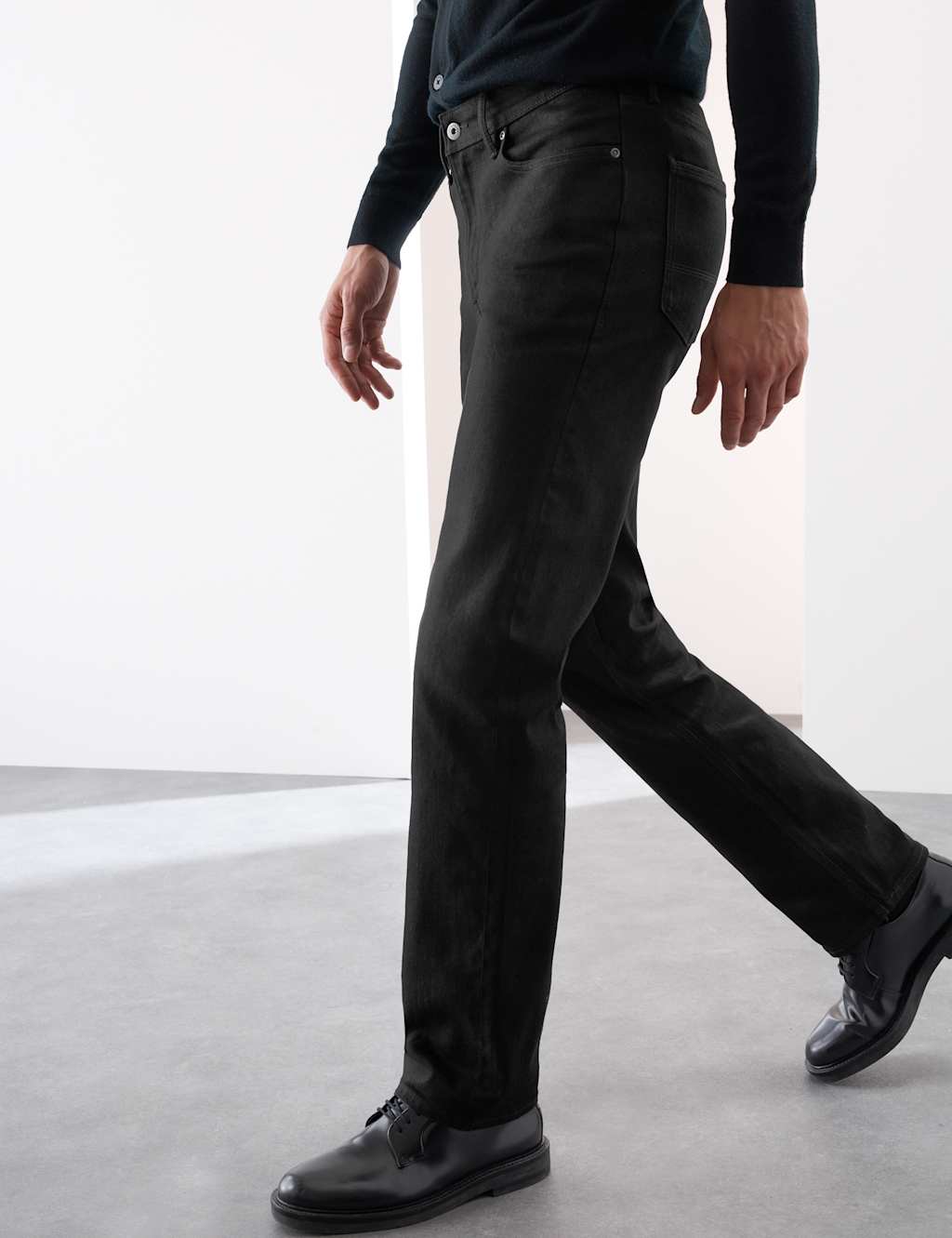 Autograph Straight Fit Japanese Selvedge Jeans Black