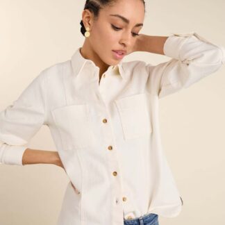 BAUKJEN Denim Shirt Soft White