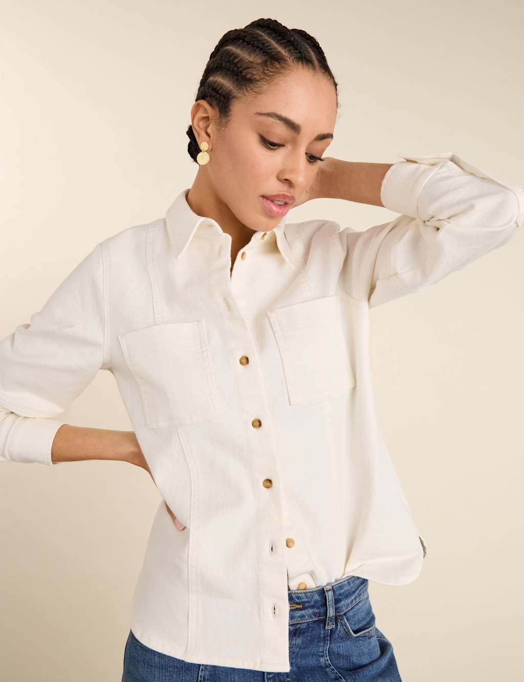 BAUKJEN Denim Shirt Soft White