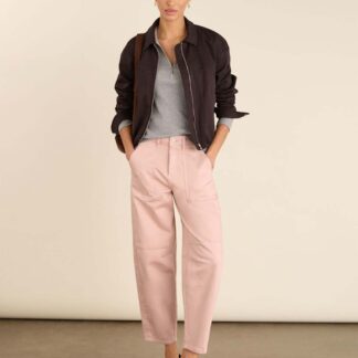BAUKJEN High Waisted Cargo Barrel Leg Jeans Light Pink