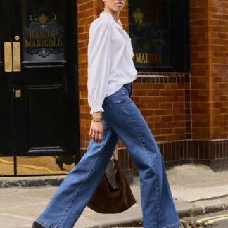BAUKJEN High Waisted Wide Leg Jeans Light Indigo