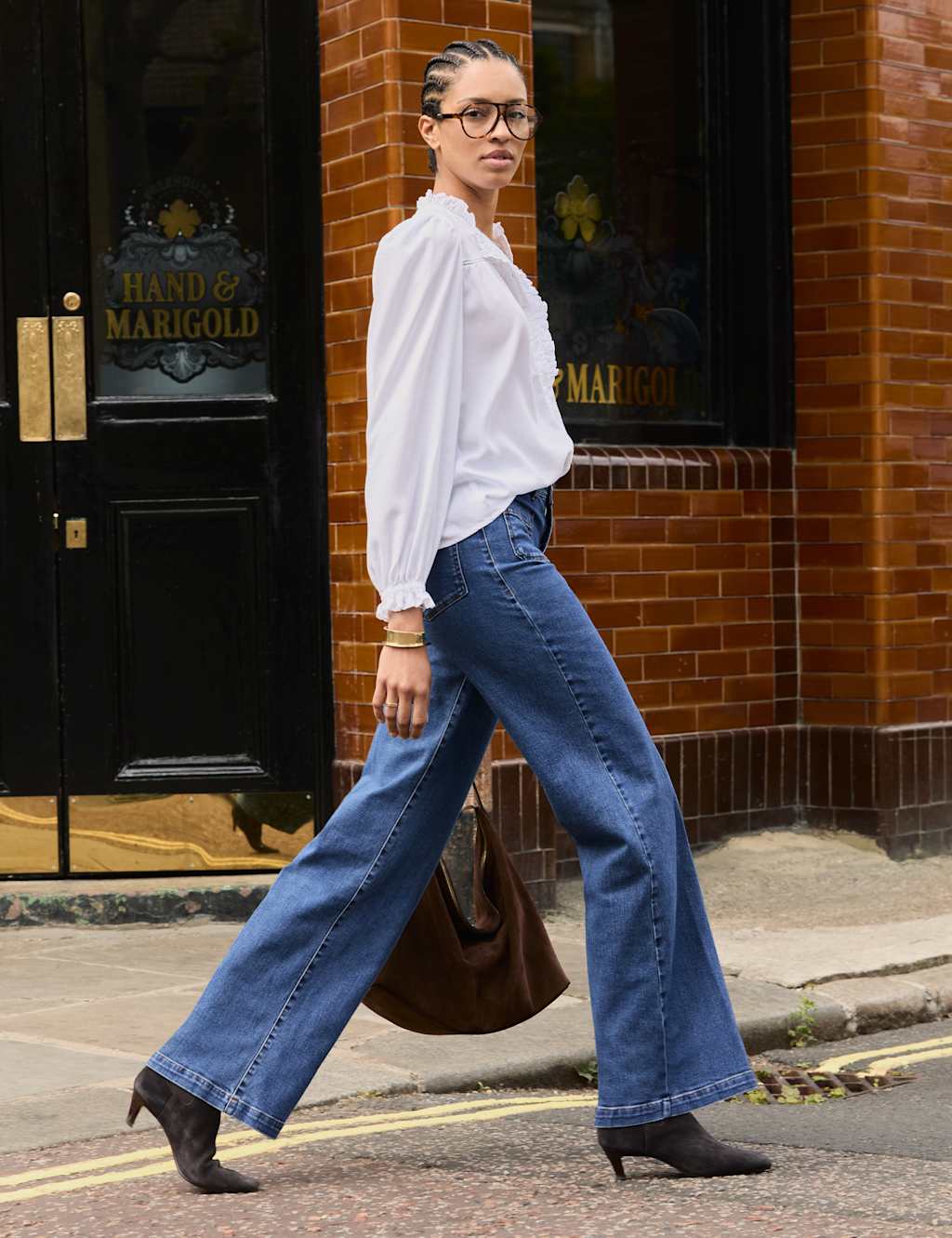 BAUKJEN High Waisted Wide Leg Jeans Light Indigo