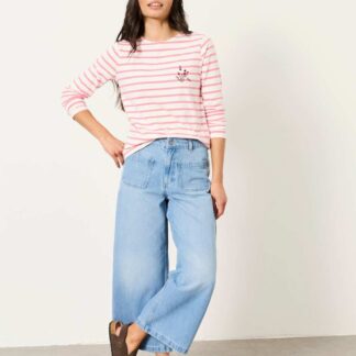 FatFace Wide Leg Cropped Jeans Light Blue