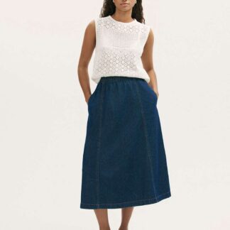 Finery London Pure Cotton Denim Midaxi Skirt Blue