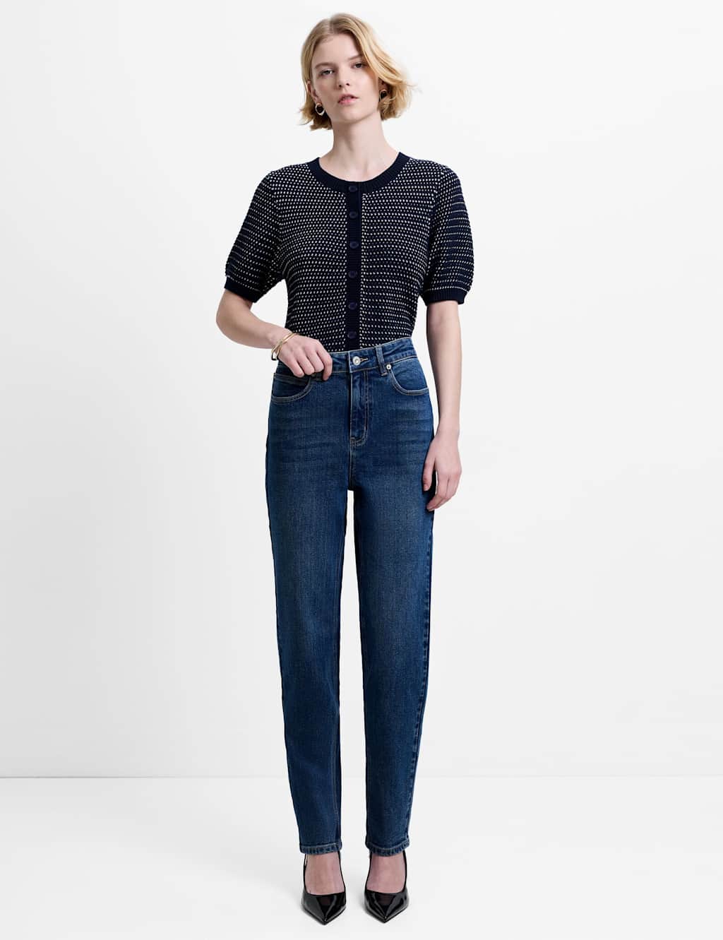 French Connection High Waisted Slim Fit Jeans Blue Denim