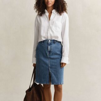 GANT Denim Midi Pencil Skirt Blue Denim