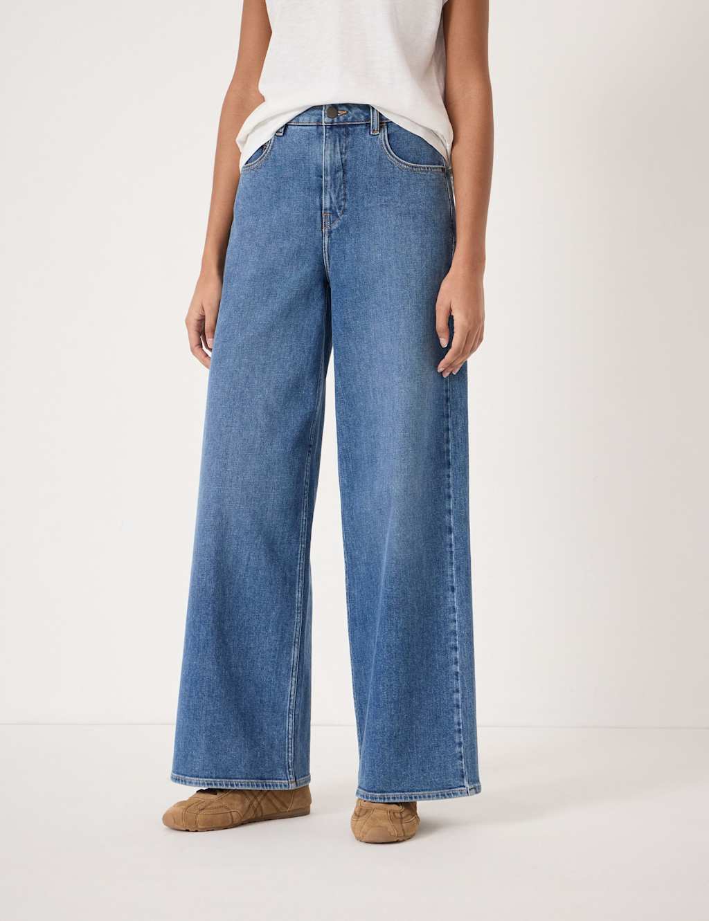HUSH High Waisted Wide Leg Jeans Blue Denim