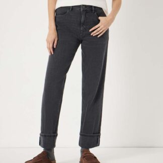 HUSH Mid Rise Straight Leg Turn Up Jeans Black