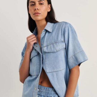Jag Cotton Rich Denim Shirt Light Blue