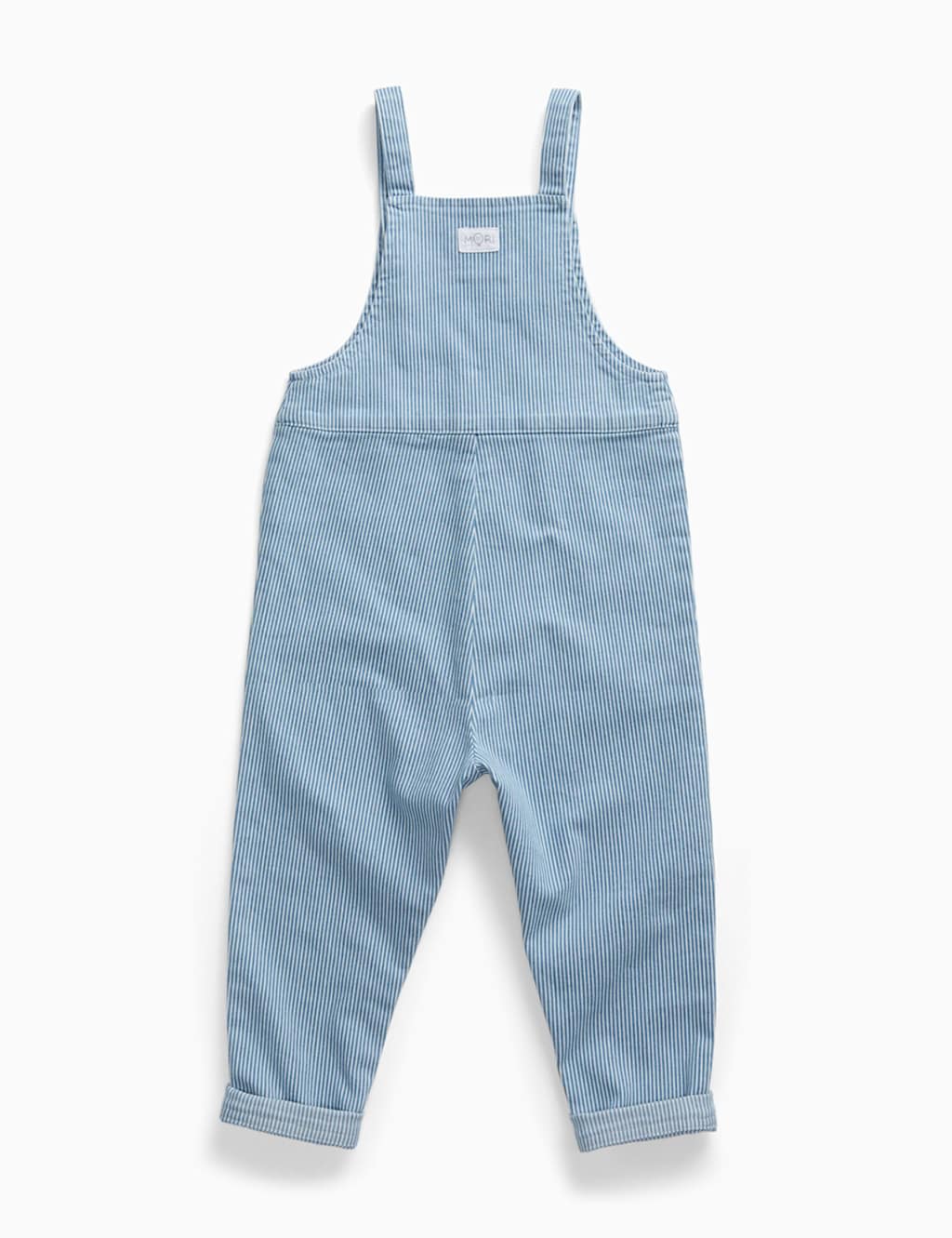 MORI Denim Striped Dungarees (3 Mths - 4 Yrs) Blue