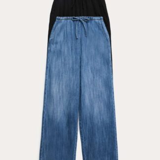 M&S 2 Pack Denim Pull On Wide Leg Jeans Medium Blue Mix